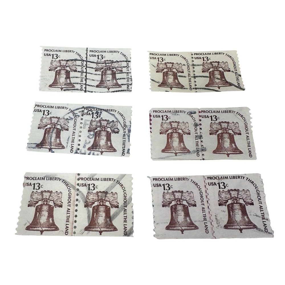 Lot of 6 Used Pairs USA 13c Liberty Bell Americana Series Postage Stamps 1590c